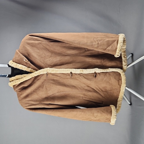 Jones New York - Women's Faux Suede Hooded Winter Coat - Size M - Picture 1 of 7